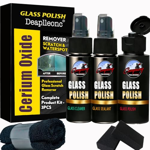 DEAPLLEONC Cerium Oxide Glass Polishing Kit, Windshield Glass Scratch Remover - Restores Clarity & Removes Wiper Marks, Swirls, Water Spots - Complete DIY Kit - Image 1