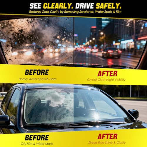 DEAPLLEONC Cerium Oxide Glass Polishing Kit, Windshield Glass Scratch Remover - Restores Clarity & Removes Wiper Marks, Swirls, Water Spots - Complete DIY Kit - Image 3