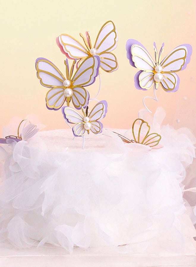 6 Pcs Green Pearl Butterfly 3D Cake Toppers Kit, Princess Fairy Party Supplies, Cupcake Toppers Picks, Decoration for Birthday Baby Shower Wedding Theme Party, Wedding Party Supplies (Green)  - Image 5