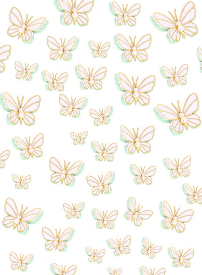 6 Pcs Green Pearl Butterfly 3D Cake Toppers Kit, Princess Fairy Party Supplies, Cupcake Toppers Picks, Decoration for Birthday Baby Shower Wedding Theme Party, Wedding Party Supplies (Green)  - Image 2