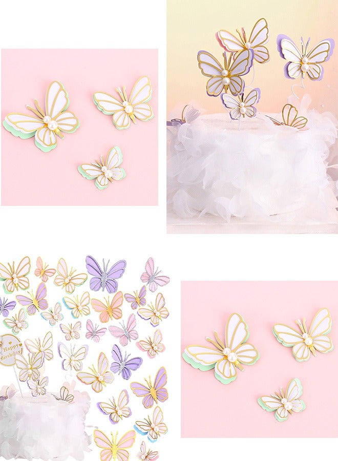 6 Pcs Green Pearl Butterfly 3D Cake Toppers Kit, Princess Fairy Party Supplies, Cupcake Toppers Picks, Decoration for Birthday Baby Shower Wedding Theme Party, Wedding Party Supplies (Green)  - Image 4
