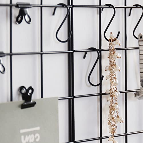 FRIADE Wall Grid Panel for Photo Display,Wall Storage Organizer,5 Metal Clips & 3 S Hooks & 4 Nails & 4 Plastic Hanging Buckles and 4 Screws Offered,Size 17.5" x 11.8"，Set of 2 (Black) - Image 5