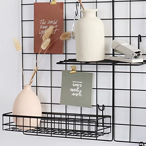 FRIADE Wall Grid Panel for Photo Display,Wall Storage Organizer,5 Metal Clips & 3 S Hooks & 4 Nails & 4 Plastic Hanging Buckles and 4 Screws Offered,Size 17.5" x 11.8"，Set of 2 (Black) - Image 4