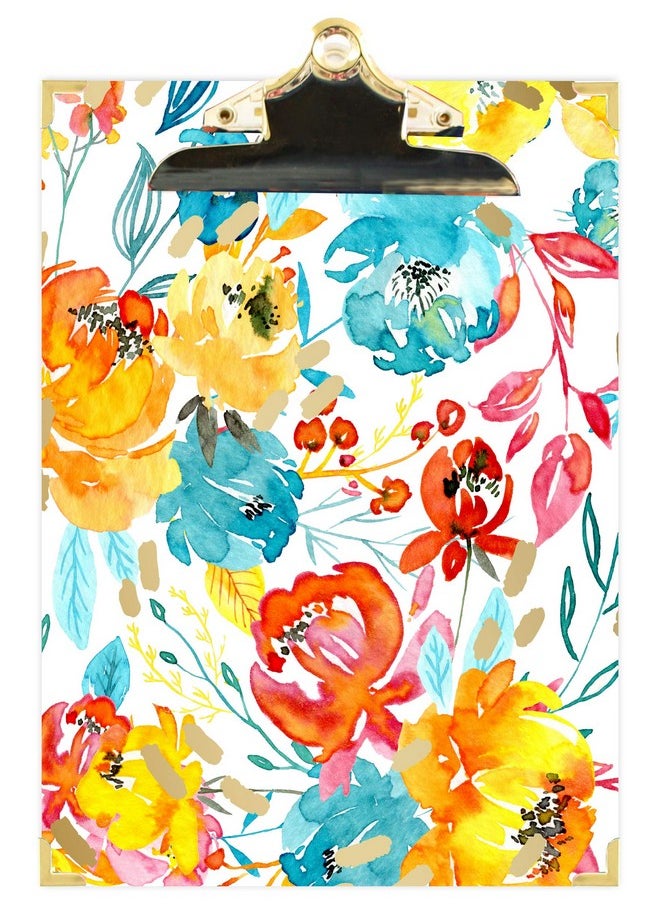 bloom daily planners - Letter Size Clipboard Standard 9” Wide X 12.5” Tall Cute Floral Clip Board For Office School Happy Blooms - Image 1