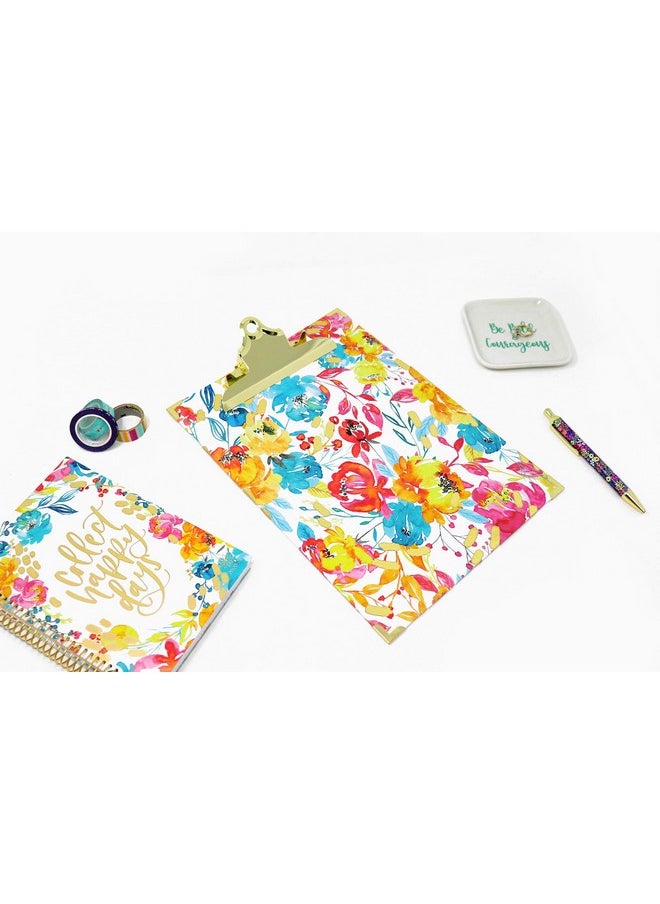 bloom daily planners - Letter Size Clipboard Standard 9” Wide X 12.5” Tall Cute Floral Clip Board For Office School Happy Blooms - Image 1