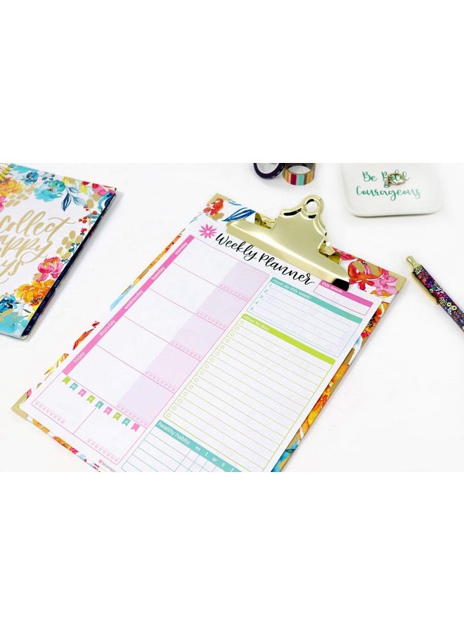 bloom daily planners - Letter Size Clipboard Standard 9” Wide X 12.5” Tall Cute Floral Clip Board For Office School Happy Blooms - Image 1