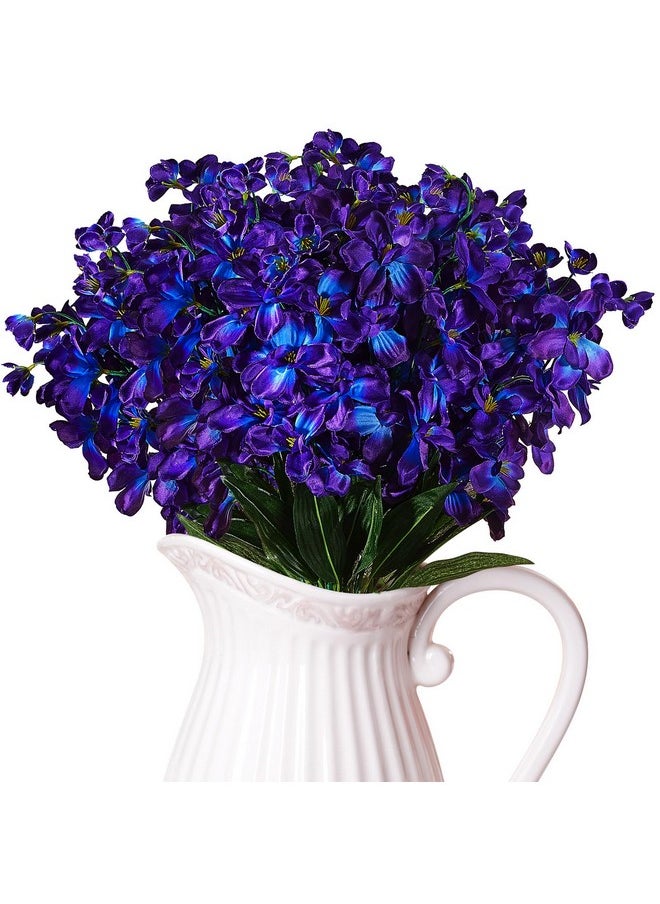 Waydress Waydress 32 Pieces 27 Inches Artificial Purple Blue Orchid Faux Flowers Purple Orchids Silk Flowers for Wedding Dinning Home Restaurant Decoration Bridal Bouquet Corsage Boutonniere Wreath Decor  - Image 1