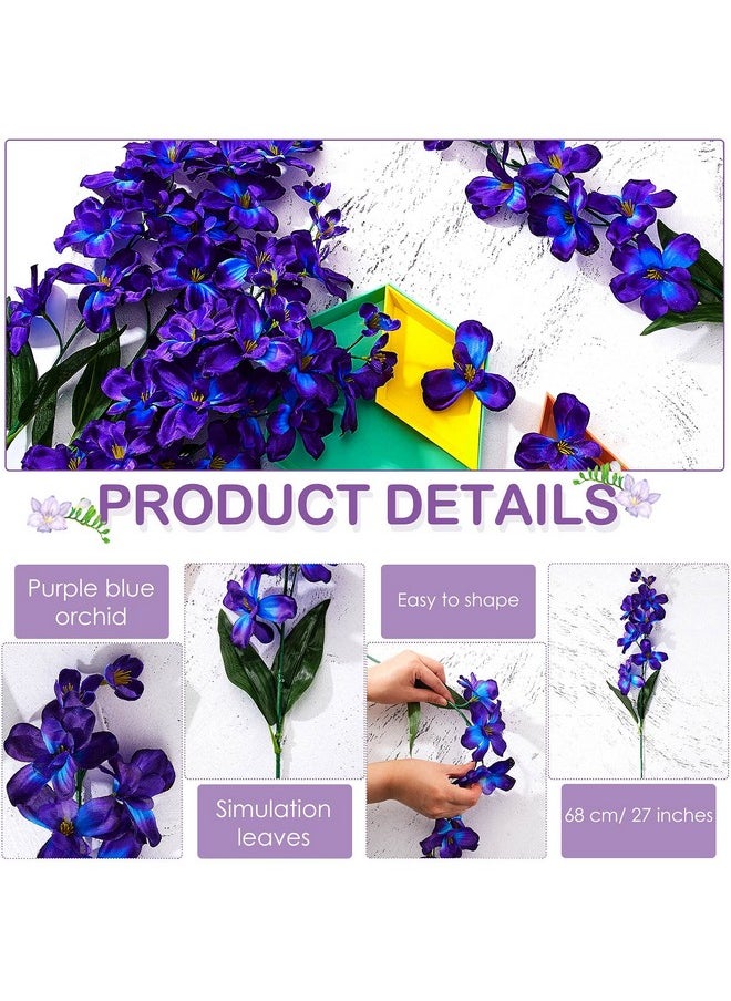 Waydress Waydress 32 Pieces 27 Inches Artificial Purple Blue Orchid Faux Flowers Purple Orchids Silk Flowers for Wedding Dinning Home Restaurant Decoration Bridal Bouquet Corsage Boutonniere Wreath Decor  - Image 2
