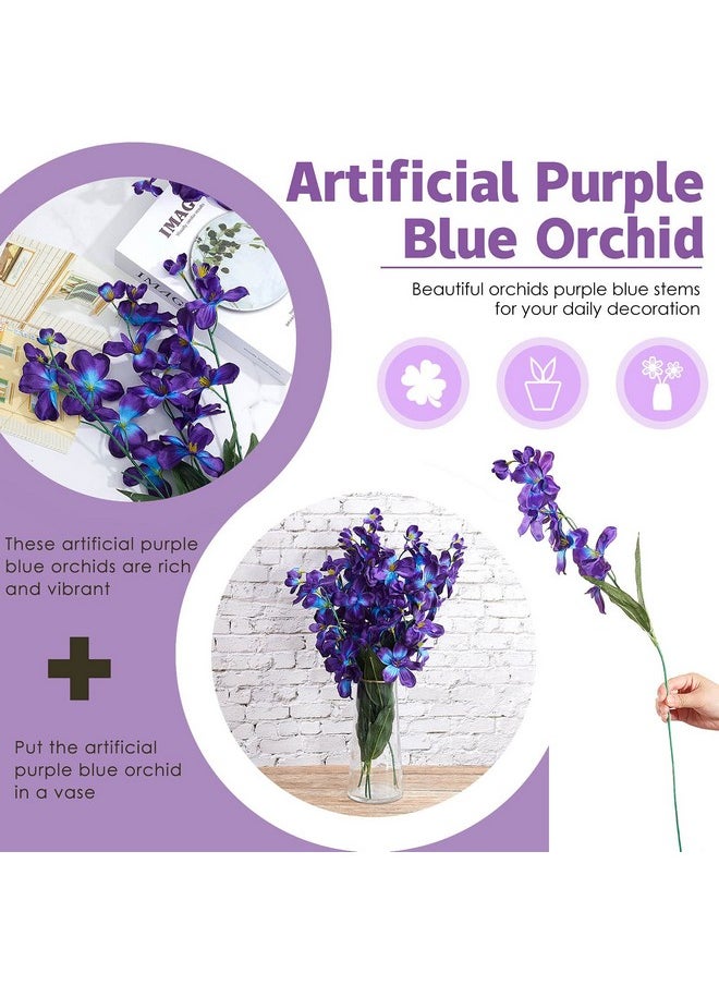 Waydress Waydress 32 Pieces 27 Inches Artificial Purple Blue Orchid Faux Flowers Purple Orchids Silk Flowers for Wedding Dinning Home Restaurant Decoration Bridal Bouquet Corsage Boutonniere Wreath Decor  - Image 3
