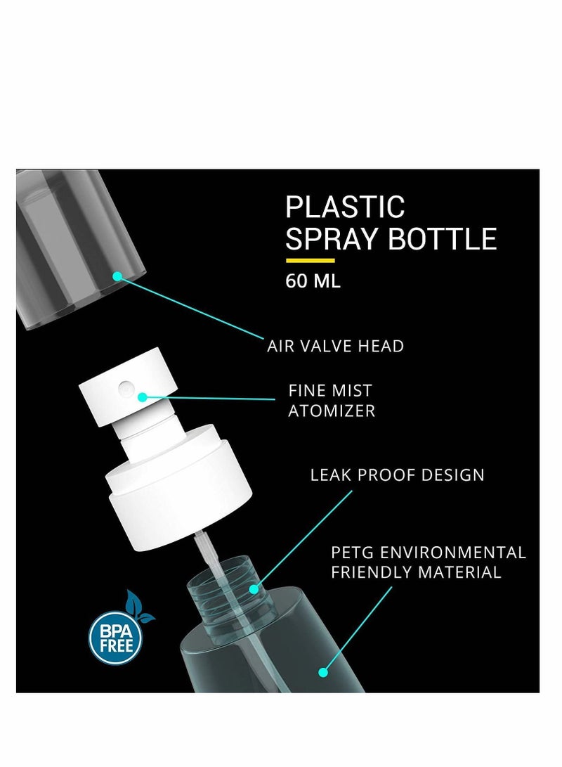 NIBEMINENT Spray Bottle, Spritzer Bottle Clear Fine Mist Sprayer Refillable and Reusable Plastic Bottles Empty Travel Professional Suitable for Hair Cleaning Essential Oils Perfume Remover, 2 Pack - Image 2