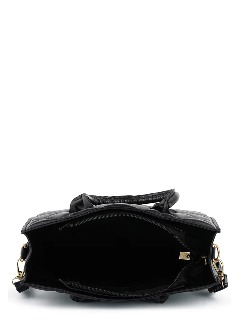 London Rag Quilted Structure Hand Bag in Black