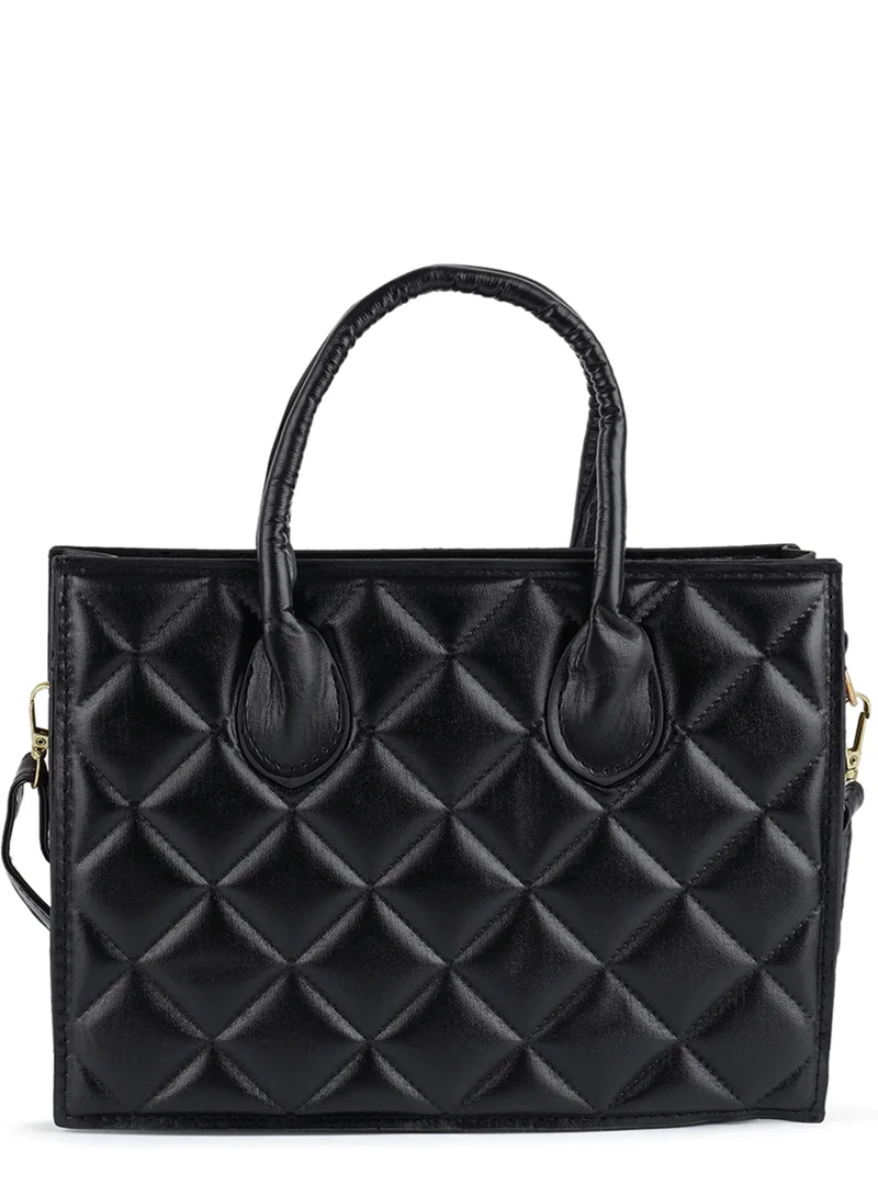 London Rag Quilted Structure Hand Bag in Black