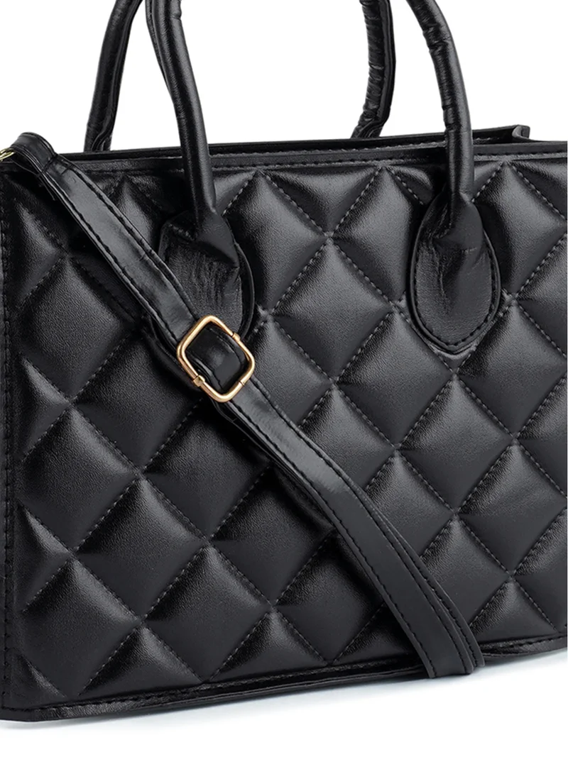 London Rag Quilted Structure Hand Bag in Black