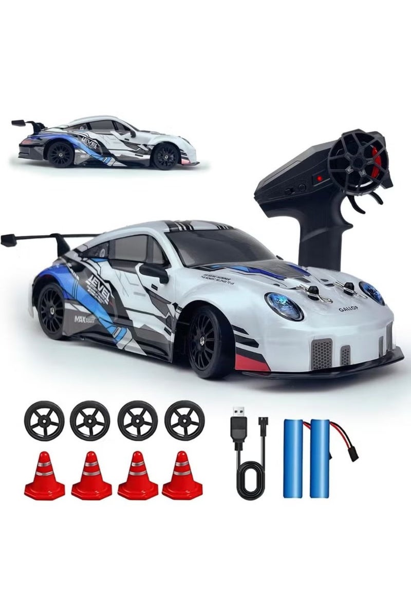 LIMOS RC Drift Car 2.4GHz 1:24 Scale 4WD High Speed Remote Control Car with LED Lights, 2 Batteries, Drift & Racing Tires, Barricades – Classic Design RC Vehicle for Racing & Drifting - Image 1