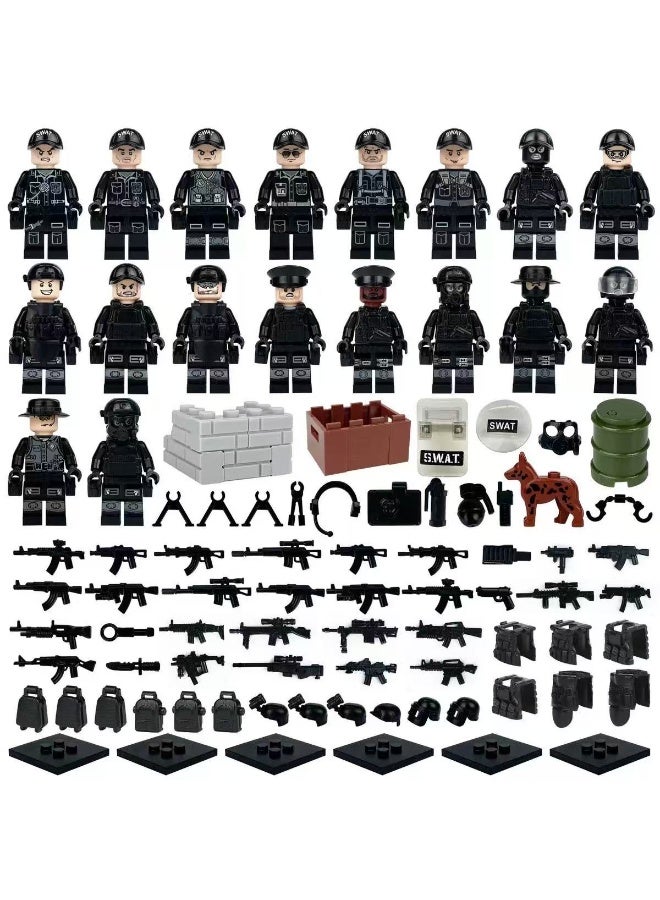 Military Building Block Minifigure Det 18 Police Small Particle Assembly Building Block Toys