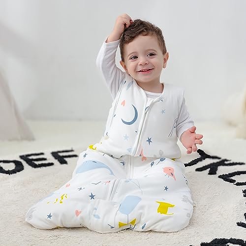 Mosebears Sleep Sack Baby Winter Wearable Blanket with 2-Way Zipper,2.5 TOG Cotton Sleep Sack Unisex (White Animal, 0-6 Months) - Image 3