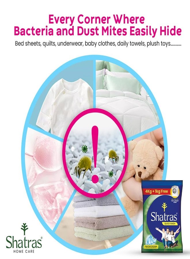 Shatras Quick Wash Detergent Powder- 4 Kg+1 Kg Free Pack |Enhanced Super Soak Technology For Deep Cleaning| Ideal For Top Load & Front Load Machines |Gentle On Fabrics & Tough On Stains - Image 3