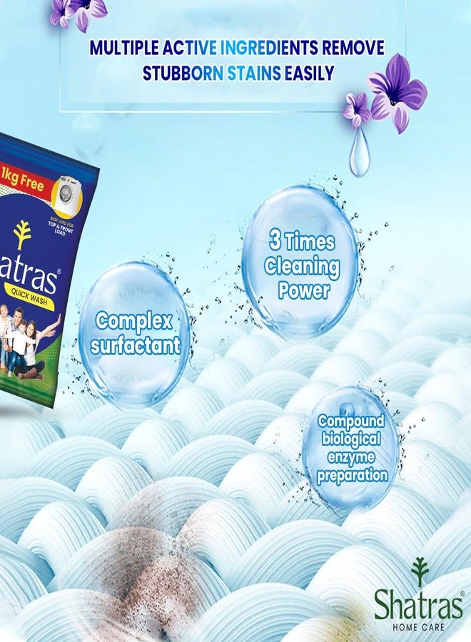 Shatras Quick Wash Detergent Powder- 4 Kg+1 Kg Free Pack |Enhanced Super Soak Technology For Deep Cleaning| Ideal For Top Load & Front Load Machines |Gentle On Fabrics & Tough On Stains - Image 4