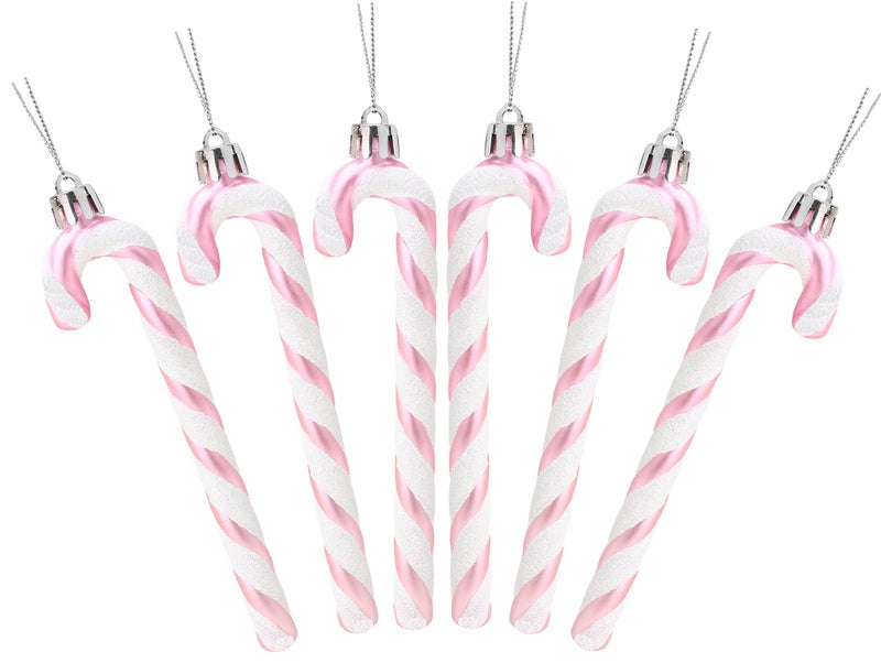 Christmas Concepts Pack Of 613cm Glitter Candy Cane Christmas Tree Decorations Baby Pink