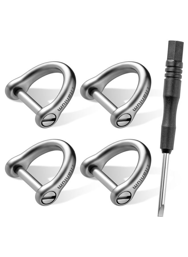 FEGVE Small Titanium Key Ring with Screw Shackle - Car Fob Keychain Heavy Duty Strong Mini Titanium D Rings- 1/2 Inch/12mm (Silver 4 Pack), Silver 4 Pack-1/2 Inch/12mm, Small - Image 1