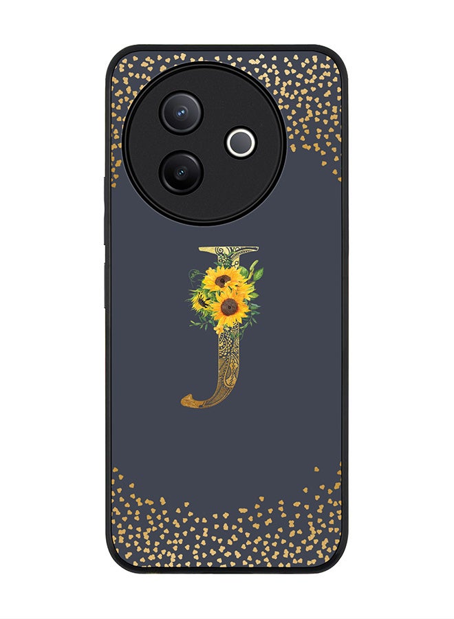 Stylizedd For Vivo Y39 5G / vivo Y300i 5G Case,Slim fit Camera Protection, Shockproof Thin Phone cover  - Custom Floral Monogram - J  (Grey ) - Image 1
