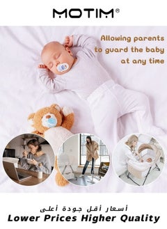 Motim 2 in 1 Portable Movable Crib Foldable Baby Bassinet with Mosquito Shade Net Storage Basket and Memory Foam Mattress Khaki  - Image 4