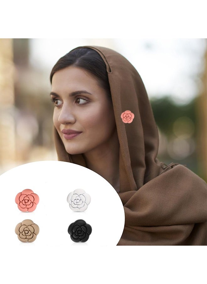 Lemon 4pcs Hijab Magnetic Pins, Multipurpose Pinless Magnetic, Hijab Pins Scarf Magnetic Pin, Colorful Hijab Pins for Women Hijabs Clothes   (Camellia Style)  - Image 3