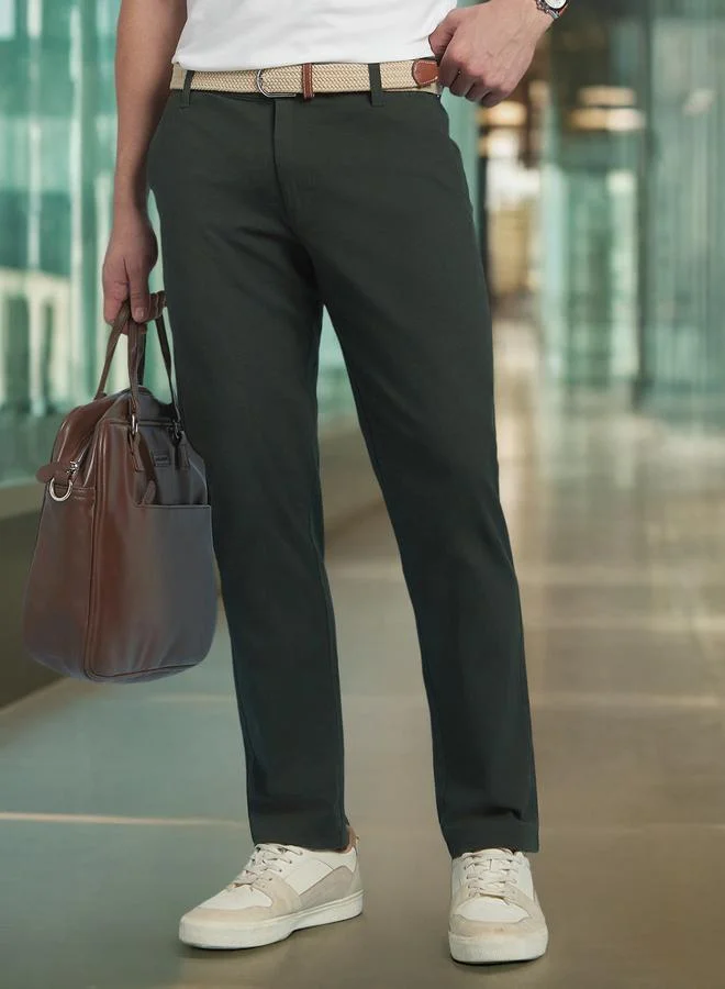 دينيس لينغو بنطلون تشينو رجالي زيتوني قطن 1% بقصة مستقيمة