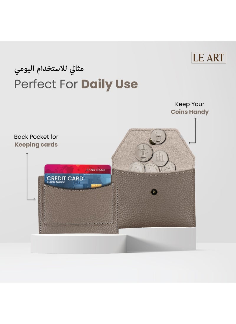 LeArt Leather Coin Wallet for Men & Women | Coin Purse | Coin Holder | For Coins, Keys, Earphones, Cards, AirPods, Rosary | Great Gifting Option (Wallet Sand)  - Image 3