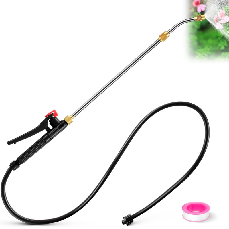Enhon Pump Action Pressure Sprayer Wand Retractable 29 Stainless Steel Replacement Sprayer Wand with PVC Replacement Hose Shut off Valve - Image 2