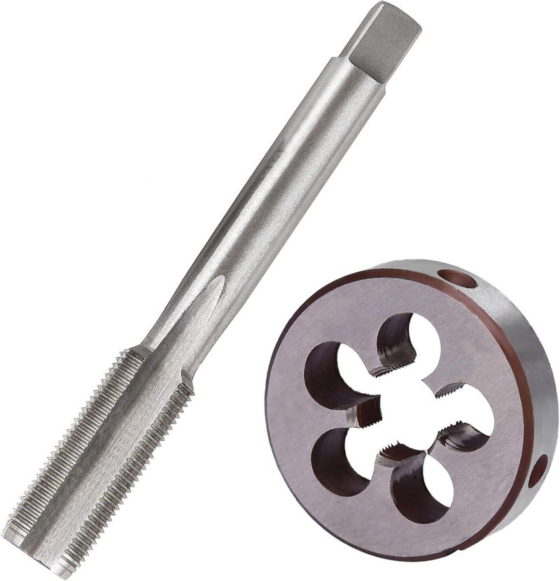SHENGQING M14x2.0mm HSS Metric Tap And Die Set Thread Tap And Round Thread Die Right Hand HSS Taper Silver Tone (2Pcs) - Image 1