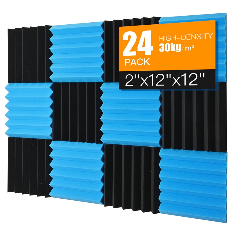 Saiqiang Sound Proof Foam Panels for Wall 24 Pack Acoustic Panels Sound Absorbing 2 X 12 X 12 FireProofed Soundproofing Foam High Density Sound Dampening Panels for Room Studio - Image 2