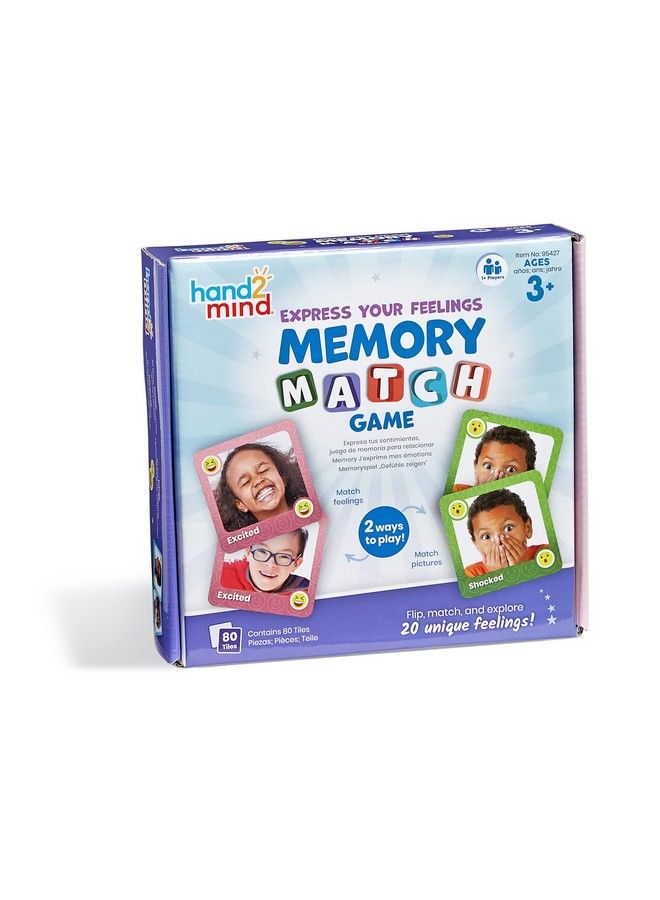 hand2mind Express Your Feelings Memory Match Game Emotion Cards For Kids Matching Card Game Social Emotional Learning Activities Play Therapy Games For Kids Mindfulness For Kids Calm Down Corner  - Image 2