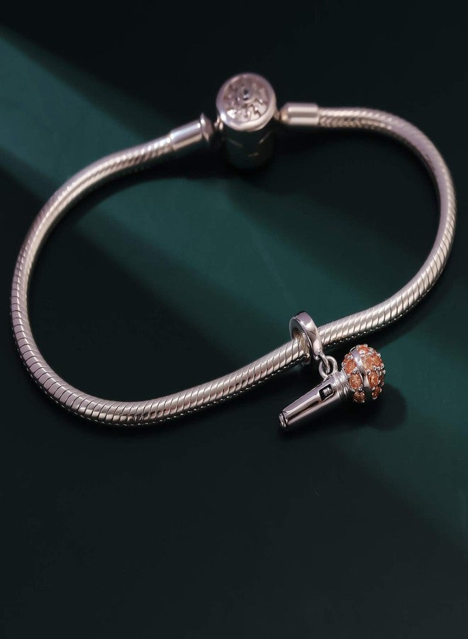 SOUKISS I Love Music Microphone Voice Charms 925 Sterling Silver Champagne Crystal Pendants fit Pandora Bracelet Necklace (Microphone Voice Charms) - Image 5