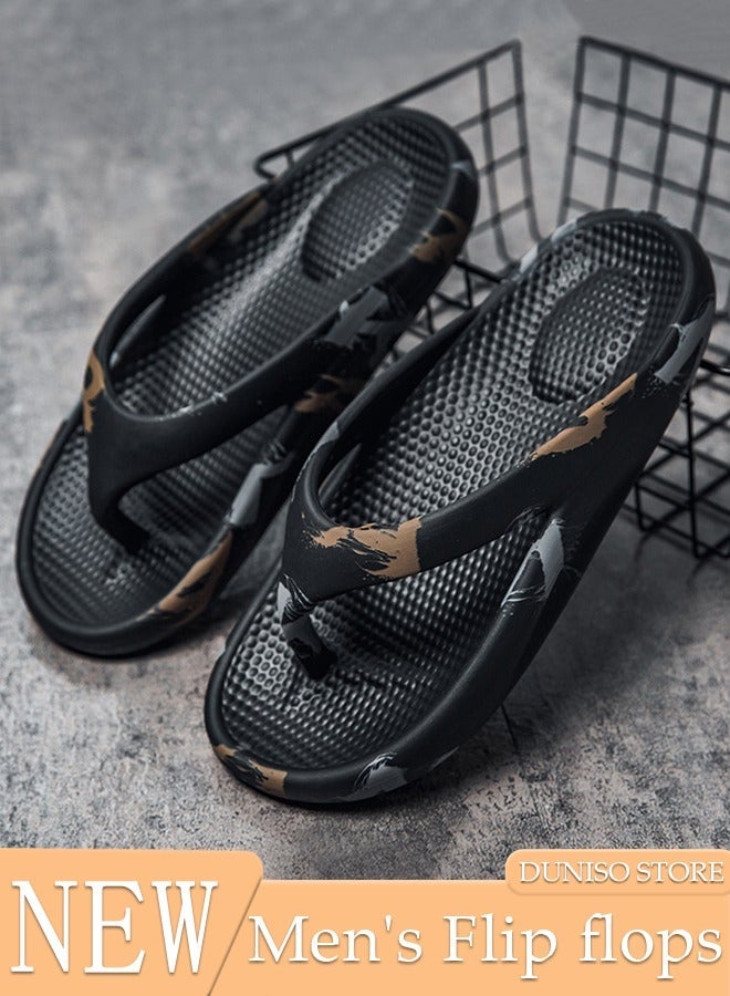 DUNISO Men's Flip Flops Non-slip Thick Sole Slide Sandal Open Toe Quick Drying Shoes Fashion House Bedroom Slippers Men's Bath Slipper House Sandals for Indoor & Outdoor - Image 1
