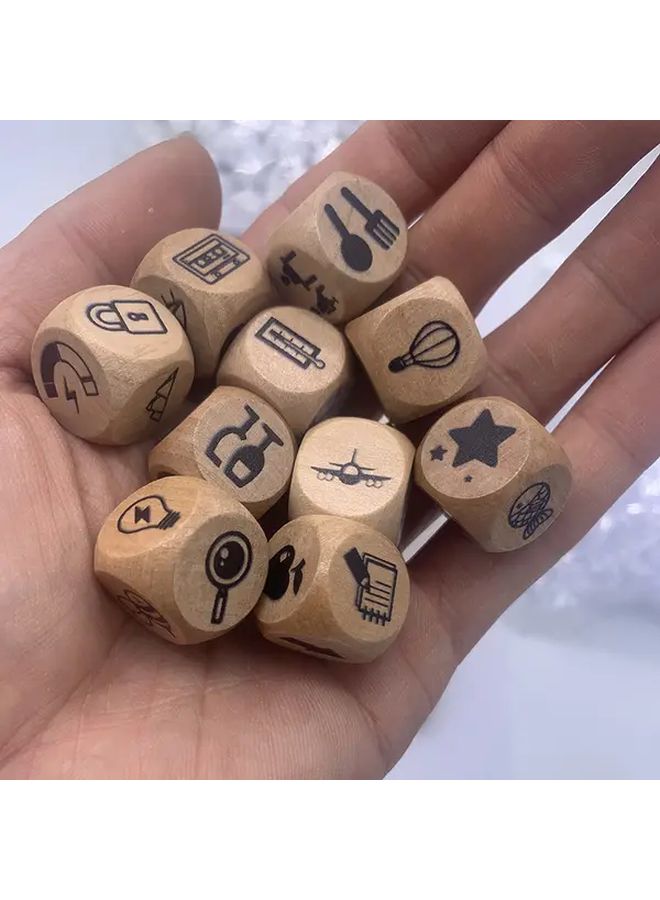 10Pcs Wooden Storytelling Dice Set With Pouch Travel Style - Image 4