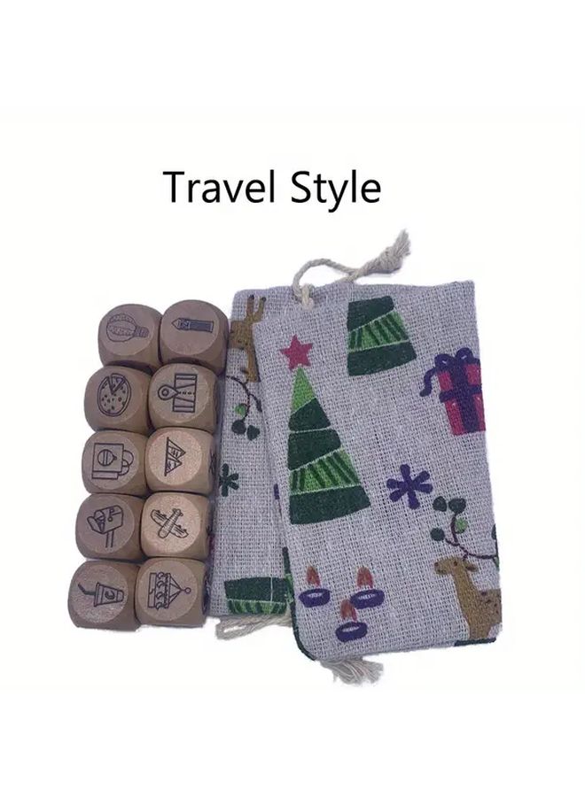 10Pcs Wooden Storytelling Dice Set With Pouch Travel Style - Image 1