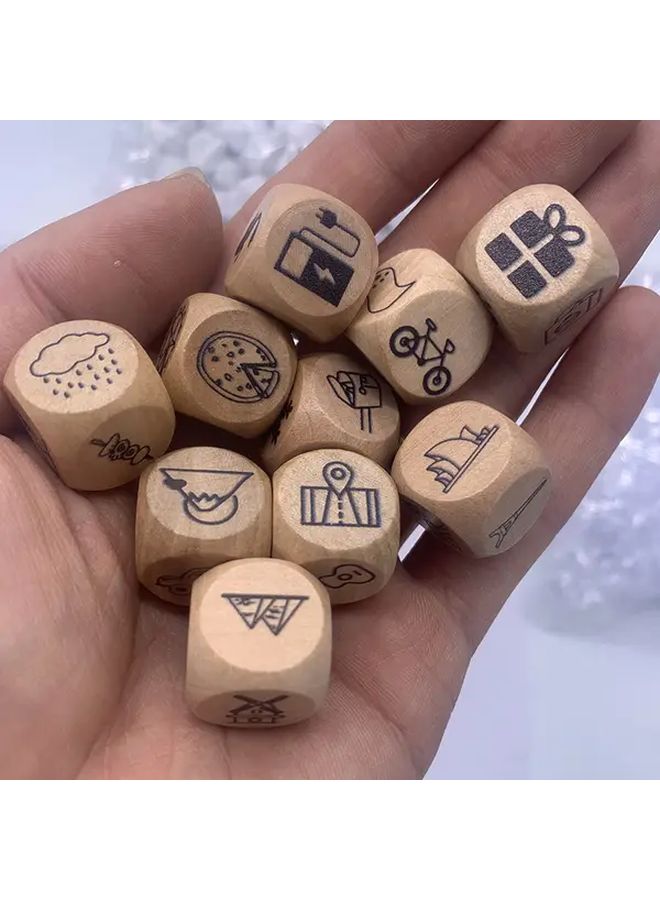 10Pcs Wooden Storytelling Dice Set With Pouch Travel Style - Image 3