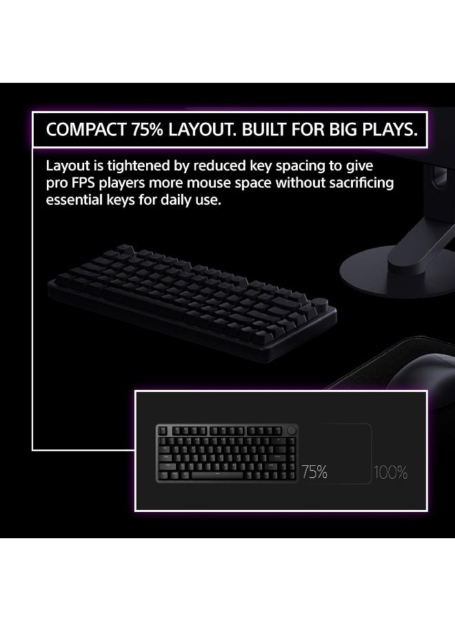 سوني Sony INZONE KBD-H75 75% Wired Aluminum Chassis Gaming Keyboard, Hall-Effect Switch, Rapid Trigger, Adjustable Actuation Point, 8000 Hz Polling Rate, RGB Lighting, Volume Dial - Black - Image 5