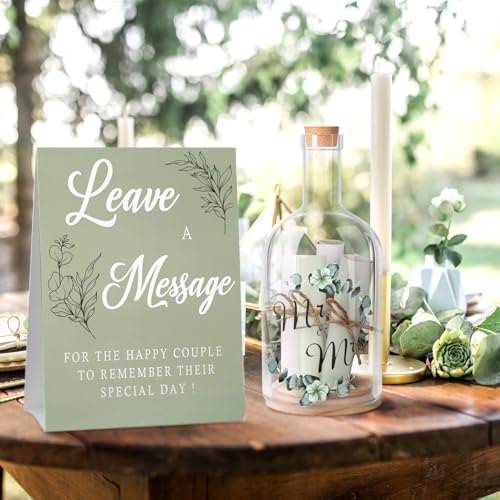 Maxdot Wedding Guest Book 50 Paper Leaves for Message with Gold Pen Bridal Shower Accessories Wedding Party Alternative Guest Book in a Bottle with Cork Stopper Paper Scroll Message for Newlyweds - Image 3