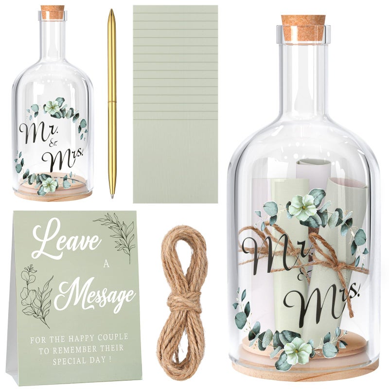 Maxdot Wedding Guest Book 50 Paper Leaves for Message with Gold Pen Bridal Shower Accessories Wedding Party Alternative Guest Book in a Bottle with Cork Stopper Paper Scroll Message for Newlyweds - Image 2