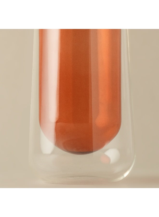 Homez مزهرية زجاجية من مجموعة نسيج 5.3*5.3*27.3 سم، بني - Image 3