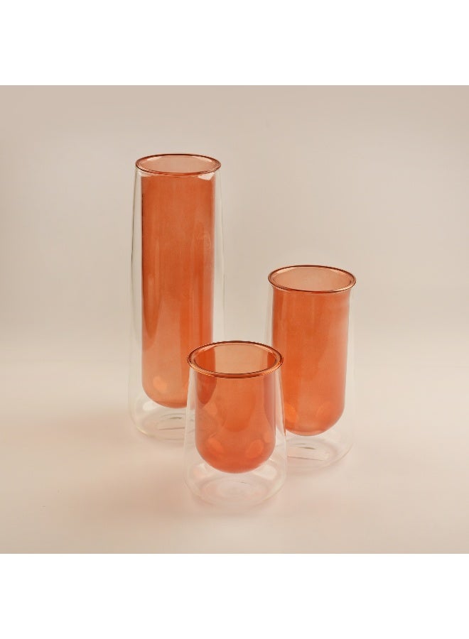 Homez مزهرية زجاجية من مجموعة نسيج 5.3*5.3*27.3 سم، بني - Image 4