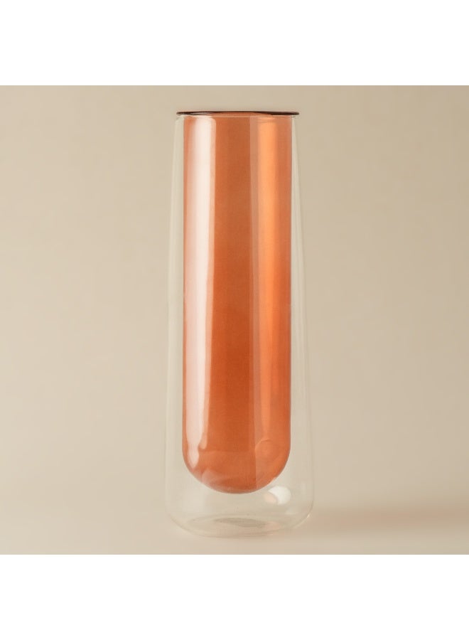 Homez مزهرية زجاجية من مجموعة نسيج 5.3*5.3*27.3 سم، بني - Image 1