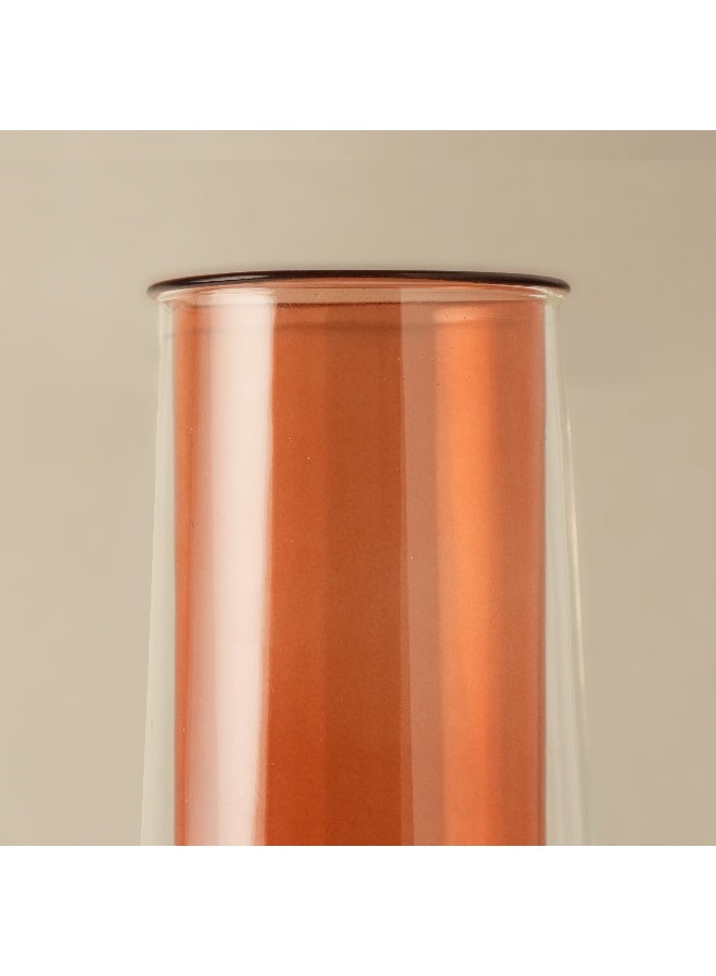 Homez مزهرية زجاجية من مجموعة نسيج 5.3*5.3*27.3 سم، بني - Image 2