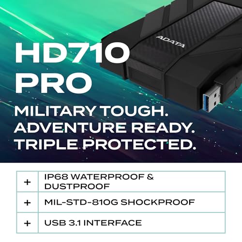 ADATA HD710 Pro 1 TB External Hard Drive Shockproof Waterproof Dustproof Durable Storage For Gamers Students Professionals Mac PC Linux Compatible Black AHD710P1TU31CBK - Image 3