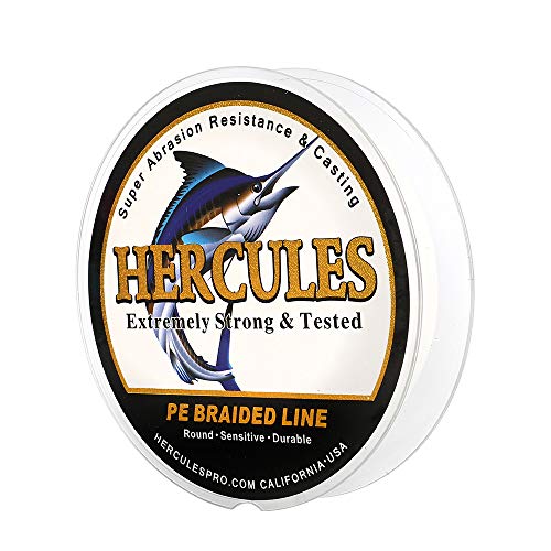 HERCULES Super Cast 300M 328 Yards Braided Fishing Line 30 LB Test for Saltwater Freshwater PE Braid Fish Lines Superline 8 Strands White 30LB 136KG 028MM - Image 1