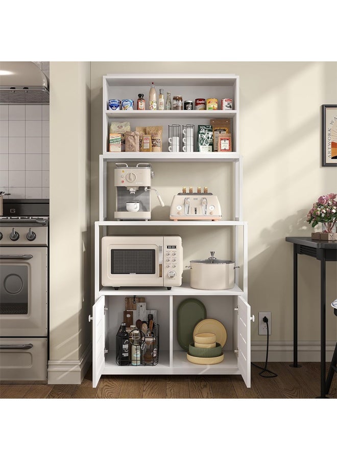 NKX Multilayer Kitchen Bakers Rack with Cabinet Microwave Oven Stand and Utility Storage Shelf for Home Use - Image 4