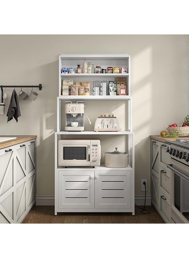 NKX Multilayer Kitchen Bakers Rack with Cabinet Microwave Oven Stand and Utility Storage Shelf for Home Use - Image 2