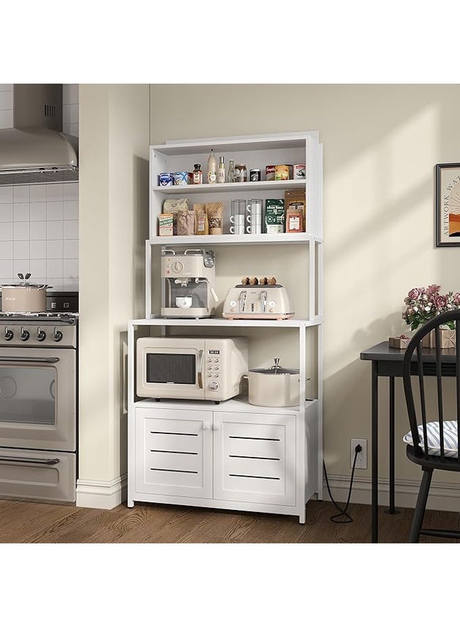 NKX Multilayer Kitchen Bakers Rack with Cabinet Microwave Oven Stand and Utility Storage Shelf for Home Use - Image 3